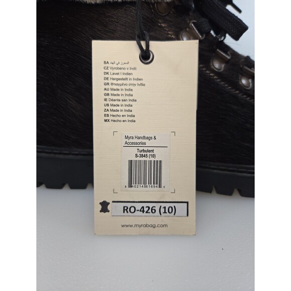 Myra NEW With Tags Turbulent Black Cowhide Fur On Leather Rugged Boots Women 10 - Picture 10 of 12